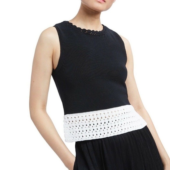 Alice + Olivia Knit Sleeveless Black and White Sweater Top Large - Picture 9 of 9